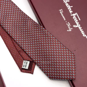 Ferragamo dark red Pegasus print silk tie
