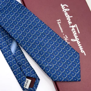 Ferragamo blue hockey print silk tie