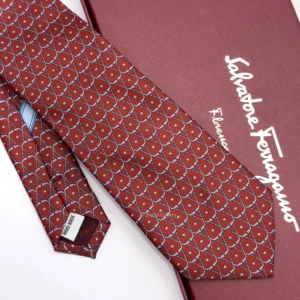 Ferragamo Bordeaux hockey print silk tie