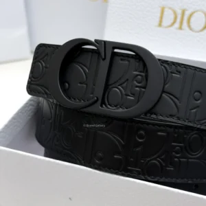 Dior Reversible Black Leather Belt with Matte Black Buckle