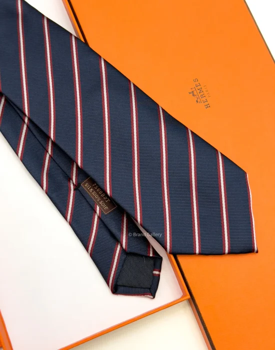 Navy Red H Classical Lined Tie - Luxury tie - A&A Brand Gallery Egypt