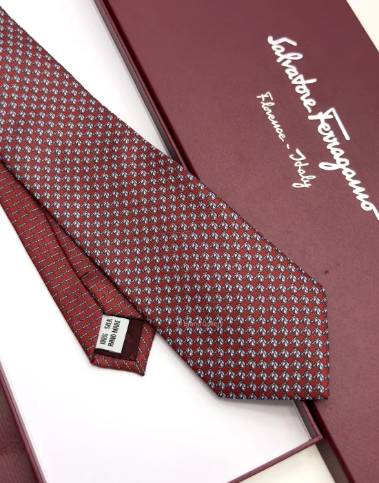 Ferragamo dark red Pegasus print silk tie