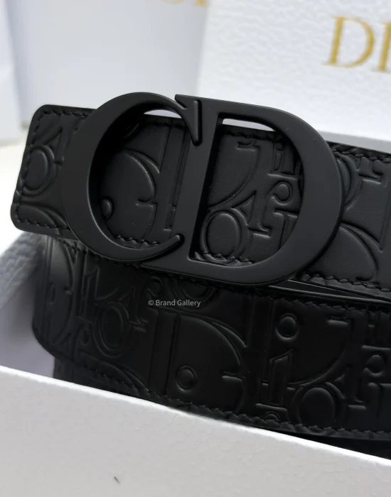 Dior Reversible Black Leather Belt with Matte Black Buckle